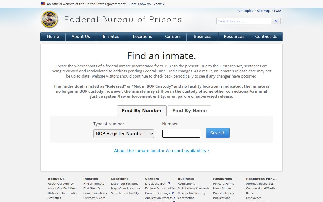Federal inmate locator for custody outside the Alger County arrest system