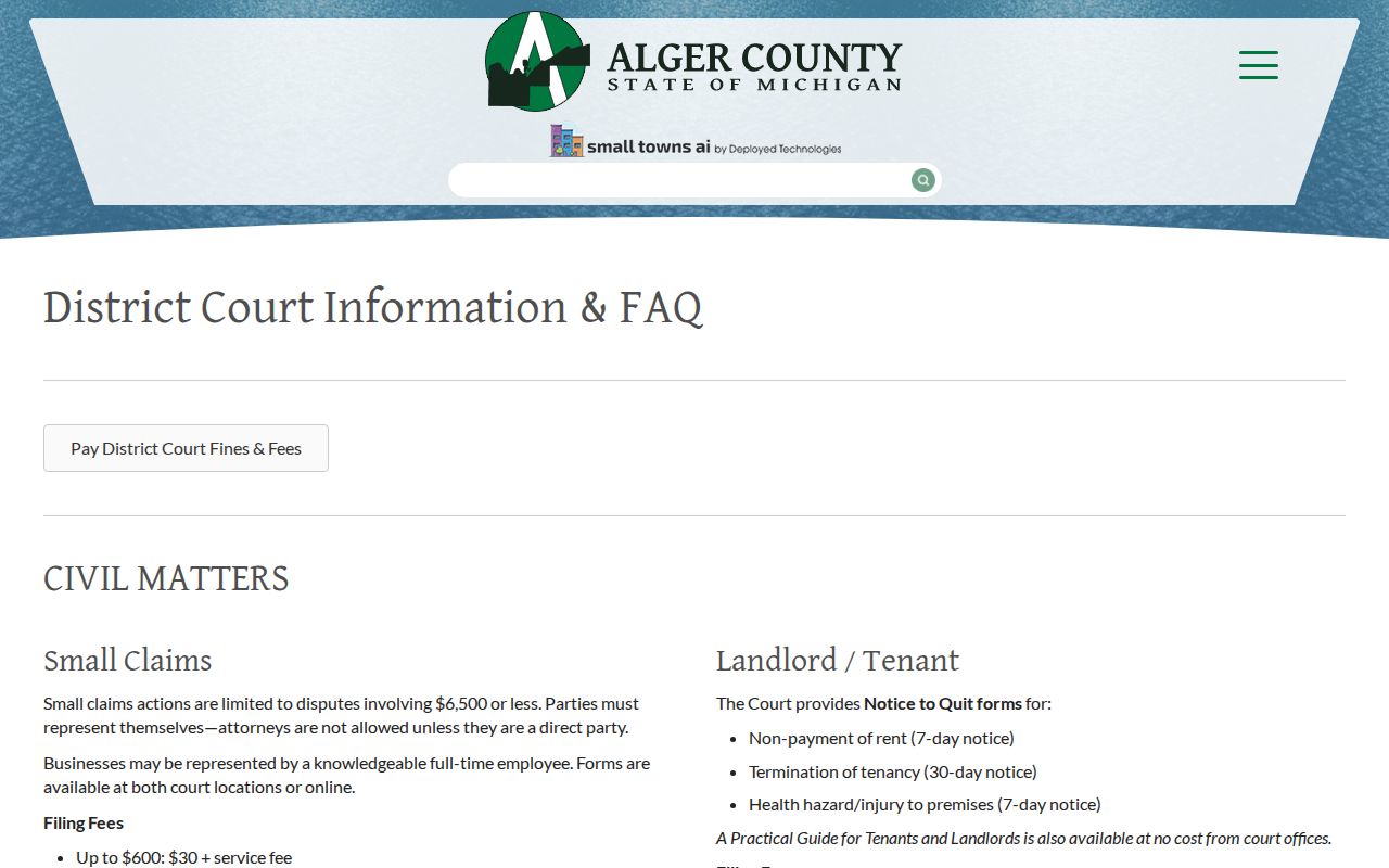 Alger County criminal court case information from the 93rd District Court