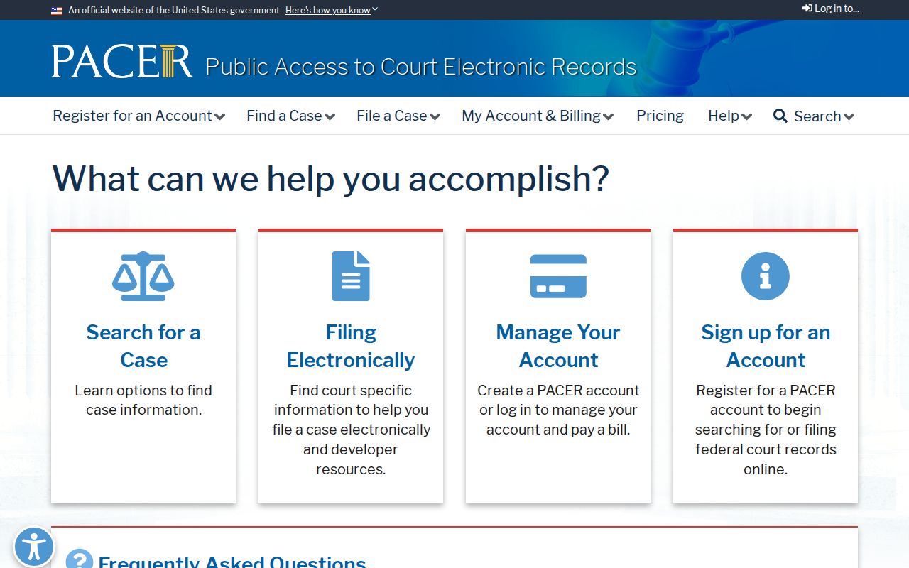 PACER search entry for federal criminal court cases affecting Alger County