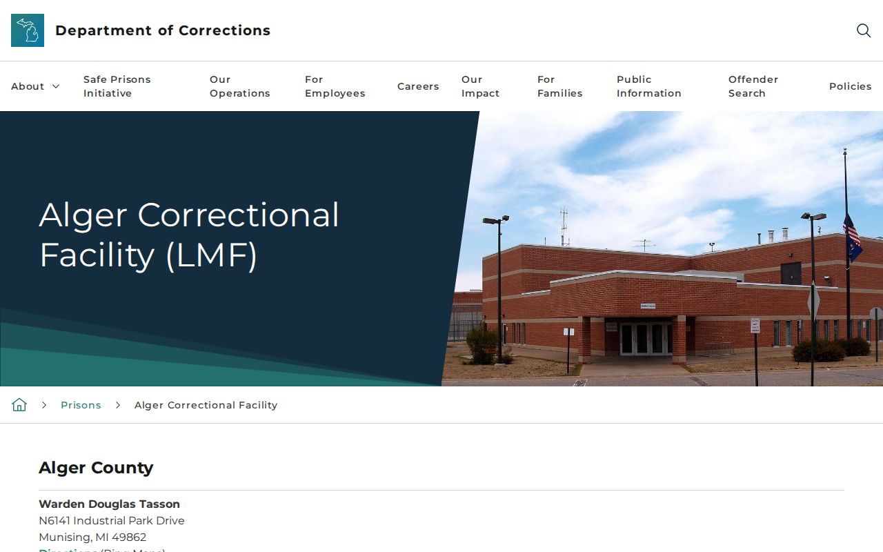 Alger County criminal custody distinction at Alger Correctional Facility