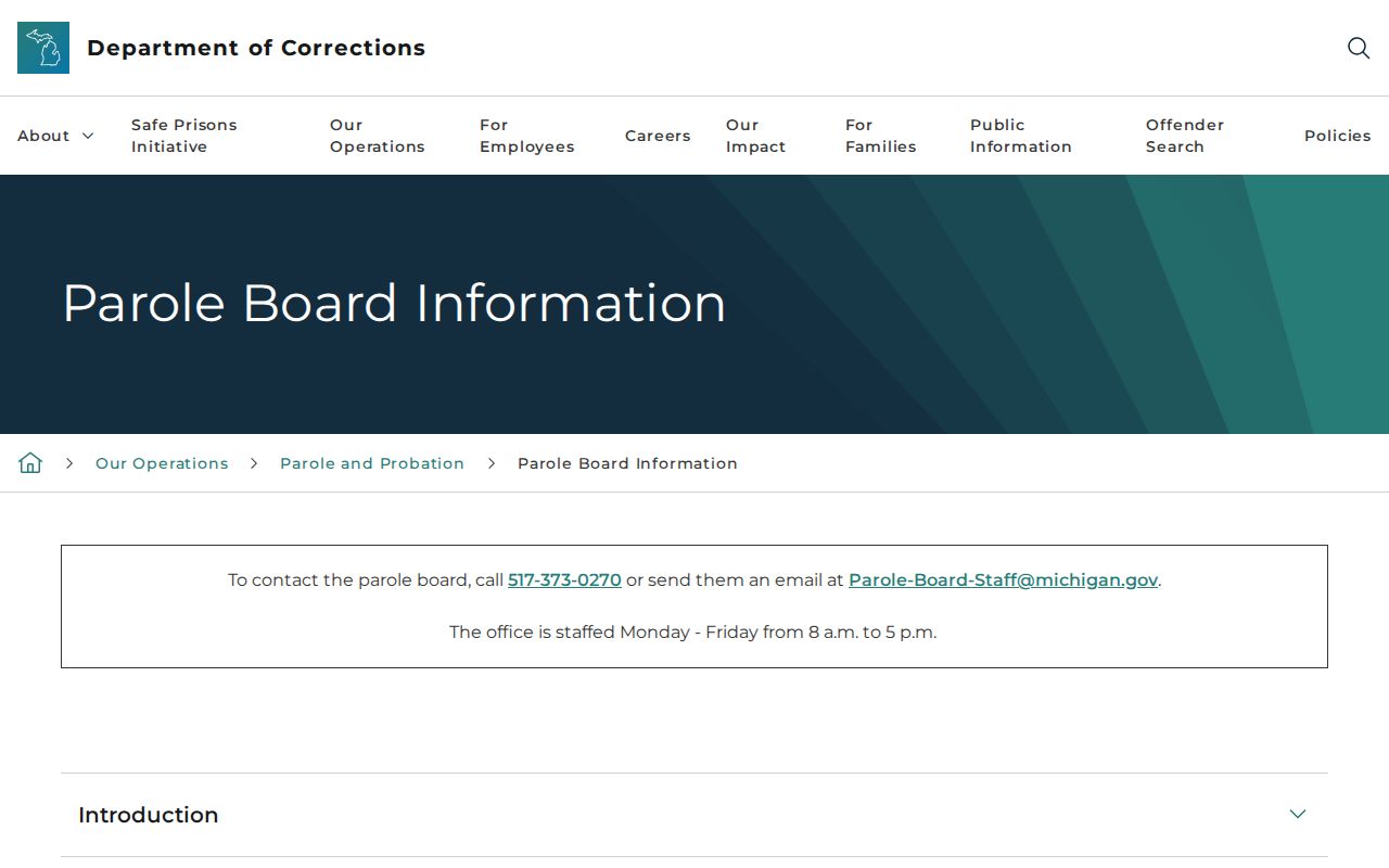 Alger County criminal parole record authority in Michigan