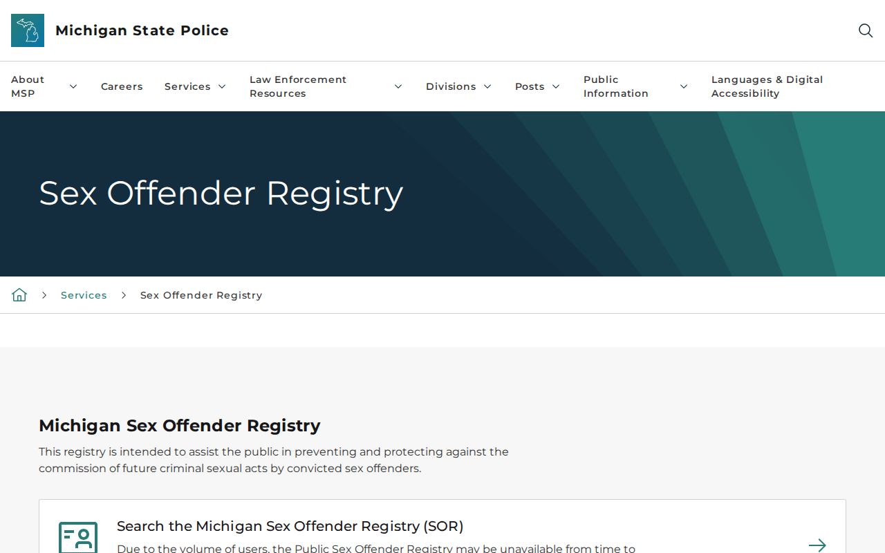 Alger County sex offender registry FAQ from Michigan State Police
