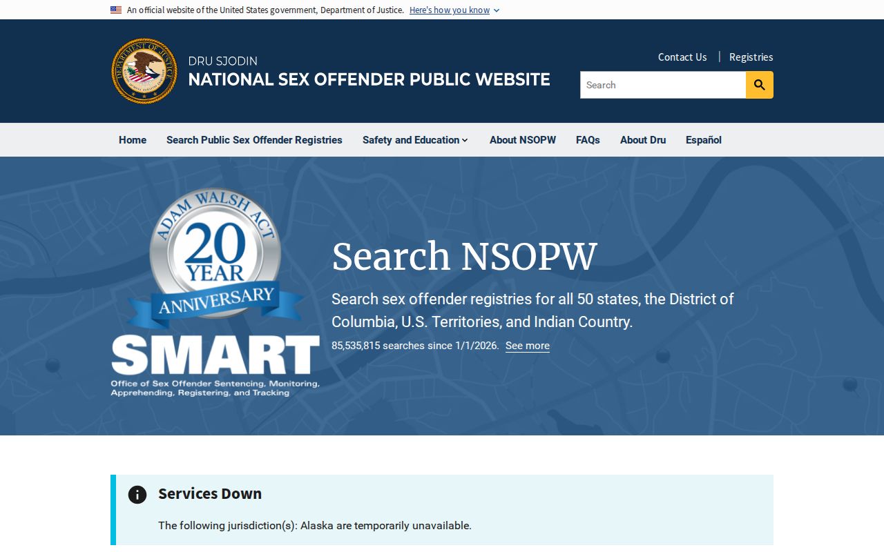 National search layer for an Alger County sex offender lookup